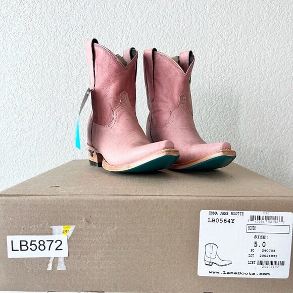 Lane EMMA JANE Womens Cowboy Bootie 5 Pink Leather Western Cowgirl Short Boots - Picture 12 of 13